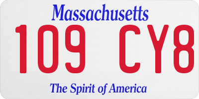MA license plate 109CY8