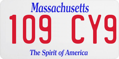 MA license plate 109CY9