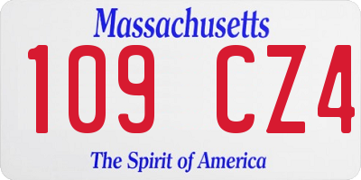 MA license plate 109CZ4