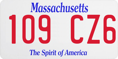 MA license plate 109CZ6
