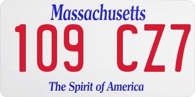 MA license plate 109CZ7