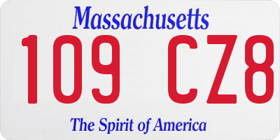 MA license plate 109CZ8