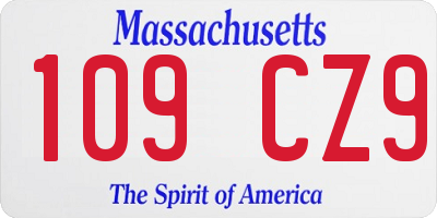 MA license plate 109CZ9