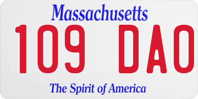 MA license plate 109DA0