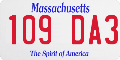 MA license plate 109DA3