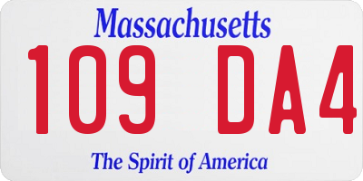 MA license plate 109DA4