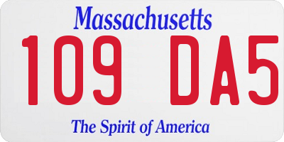 MA license plate 109DA5