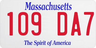 MA license plate 109DA7