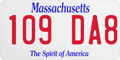 MA license plate 109DA8