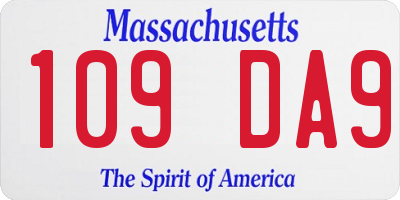 MA license plate 109DA9