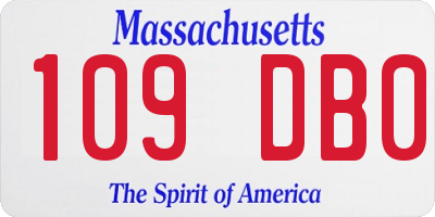 MA license plate 109DB0