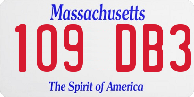 MA license plate 109DB3