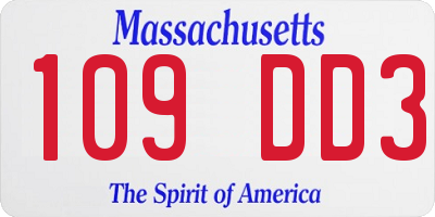MA license plate 109DD3