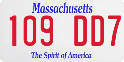 MA license plate 109DD7