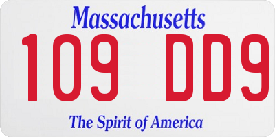 MA license plate 109DD9