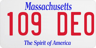 MA license plate 109DE0
