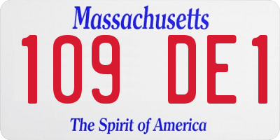 MA license plate 109DE1