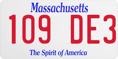MA license plate 109DE3