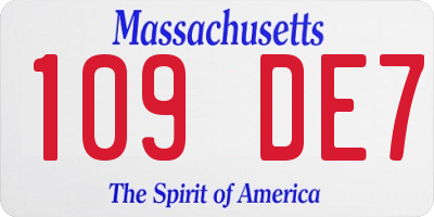 MA license plate 109DE7