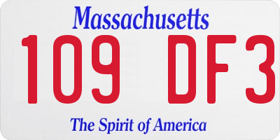 MA license plate 109DF3