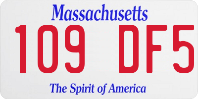 MA license plate 109DF5
