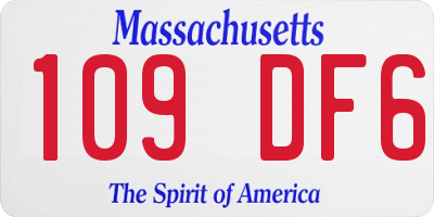 MA license plate 109DF6
