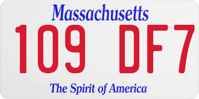 MA license plate 109DF7