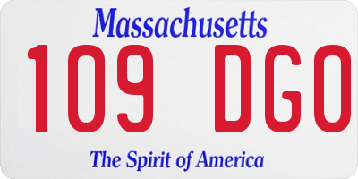 MA license plate 109DG0