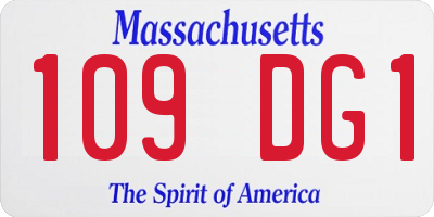 MA license plate 109DG1