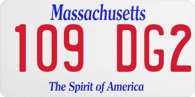 MA license plate 109DG2