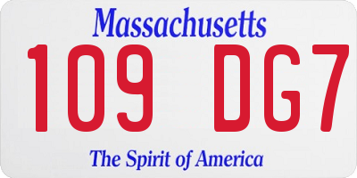 MA license plate 109DG7