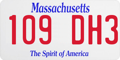MA license plate 109DH3