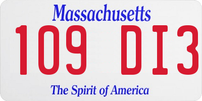 MA license plate 109DI3