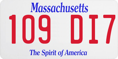MA license plate 109DI7