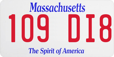 MA license plate 109DI8