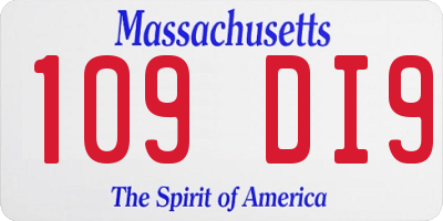 MA license plate 109DI9
