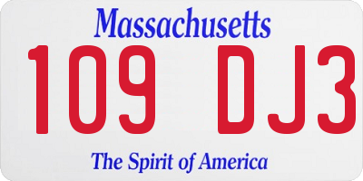 MA license plate 109DJ3
