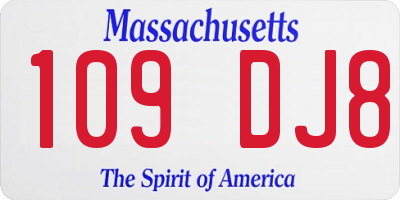 MA license plate 109DJ8
