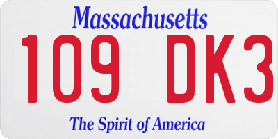 MA license plate 109DK3