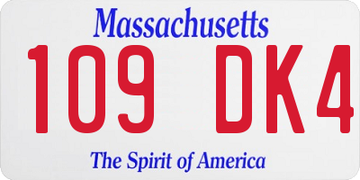 MA license plate 109DK4