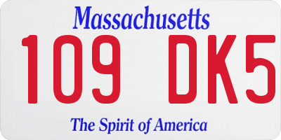 MA license plate 109DK5