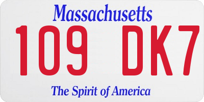 MA license plate 109DK7