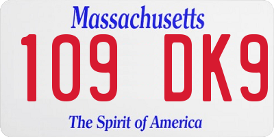 MA license plate 109DK9
