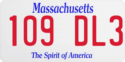 MA license plate 109DL3