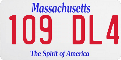 MA license plate 109DL4