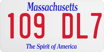 MA license plate 109DL7