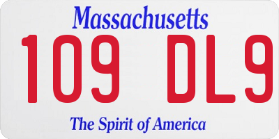 MA license plate 109DL9