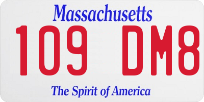MA license plate 109DM8