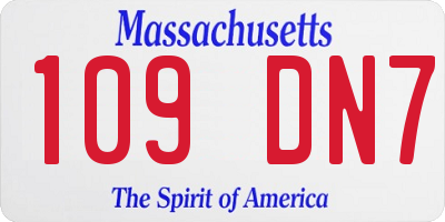 MA license plate 109DN7