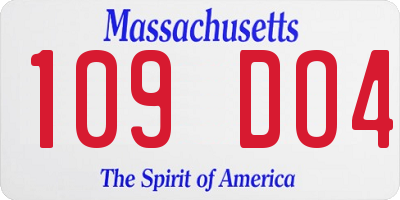 MA license plate 109DO4